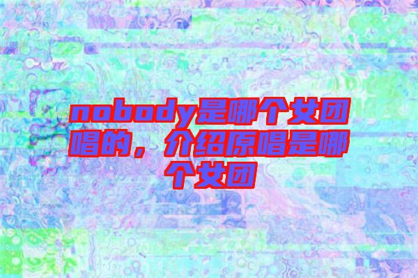 nobody是哪個女團(tuán)唱的，介紹原唱是哪個女團(tuán)