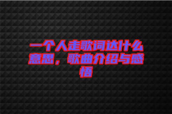 一個(gè)人走歌詞達(dá)什么意思，歌曲介紹與感悟