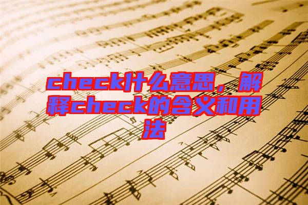 check什么意思，解釋check的含義和用法