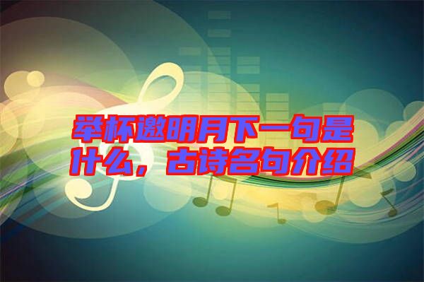舉杯邀明月下一句是什么，古詩名句介紹