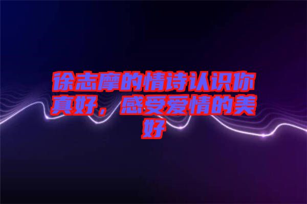 徐志摩的情詩(shī)認(rèn)識(shí)你真好，感受愛(ài)情的美好