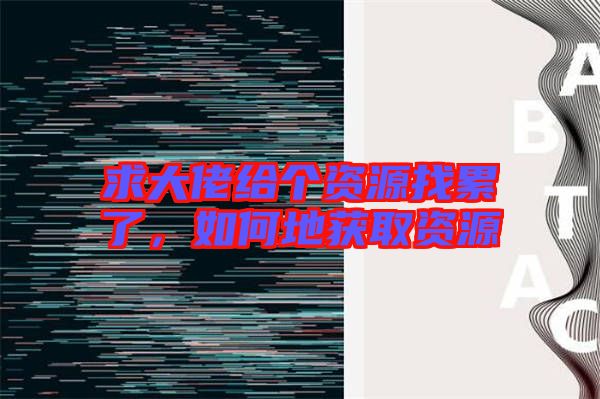求大佬給個資源找累了，如何地獲取資源