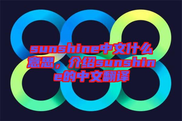 sunshine中文什么意思，介紹sunshine的中文翻譯