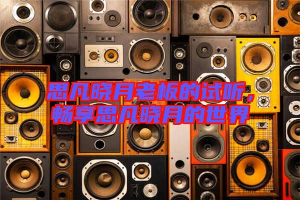 思凡曉月老板的試聽，暢享思凡曉月的世界
