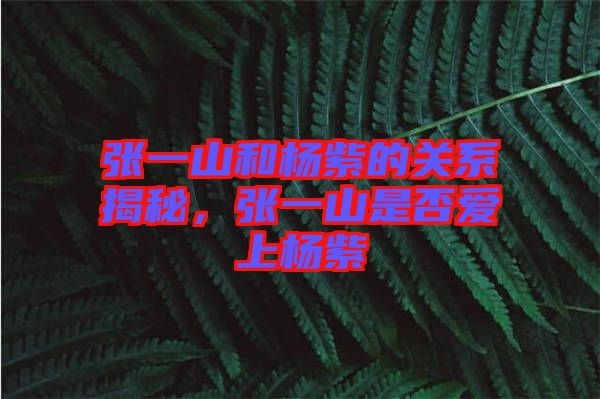張一山和楊紫的關系揭秘，張一山是否愛上楊紫
