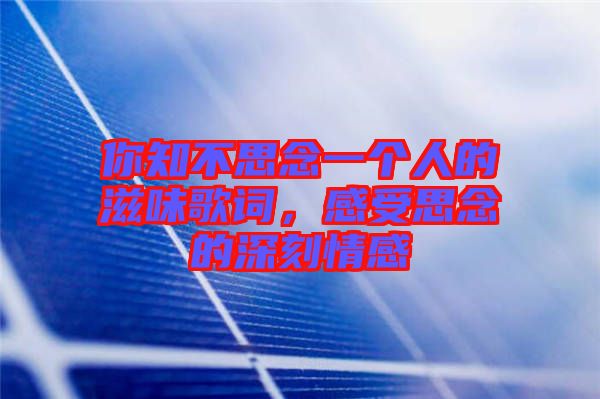 你知不思念一個(gè)人的滋味歌詞，感受思念的深刻情感