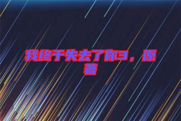 我終于失去了你3，原著