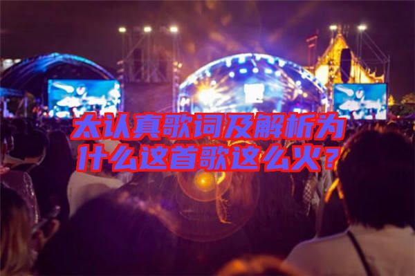 太認(rèn)真歌詞及解析為什么這首歌這么火？