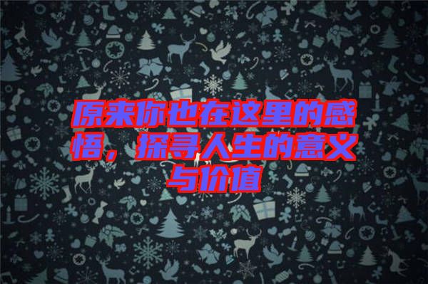 原來你也在這里的感悟，探尋人生的意義與價值
