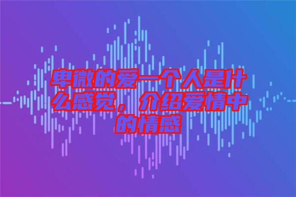 卑微的愛一個人是什么感覺，介紹愛情中的情感