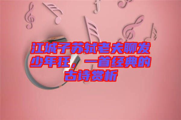 江城子蘇軾老夫聊發(fā)少年狂，一首經(jīng)典的古詩賞析