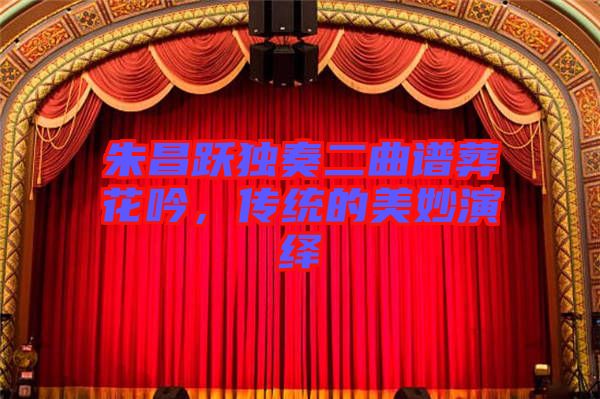 朱昌躍獨(dú)奏二曲譜葬花吟，傳統(tǒng)的美妙演繹