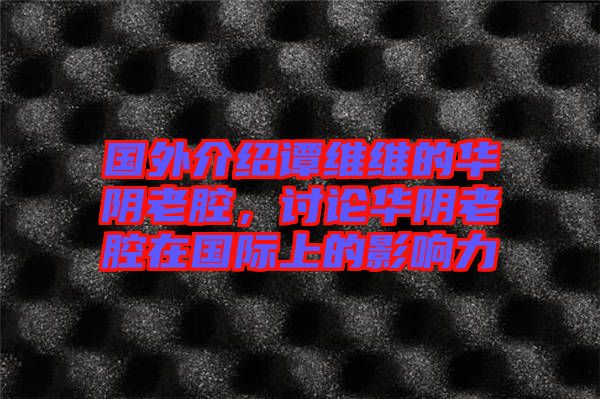 國(guó)外介紹譚維維的華陰老腔，討論華陰老腔在國(guó)際上的影響力