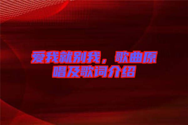愛我就別我，歌曲原唱及歌詞介紹