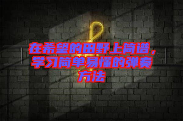 在希望的田野上簡譜，學(xué)習(xí)簡單易懂的彈奏方法