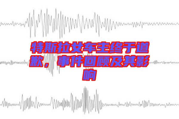 特斯拉女車主終于道歉，事件回顧及其影響