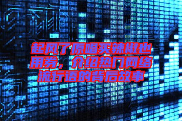 起風(fēng)了原唱買辣椒也用券，介紹熱門網(wǎng)絡(luò)流行語的背后故事