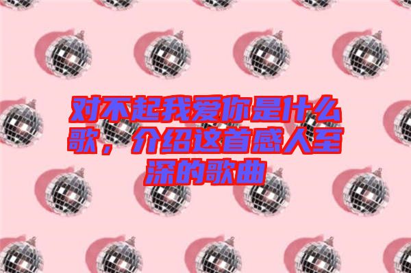 對(duì)不起我愛你是什么歌，介紹這首感人至深的歌曲