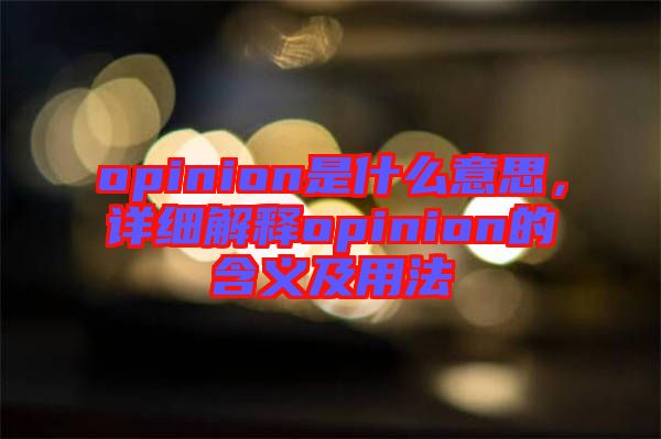 opinion是什么意思，詳細(xì)解釋opinion的含義及用法