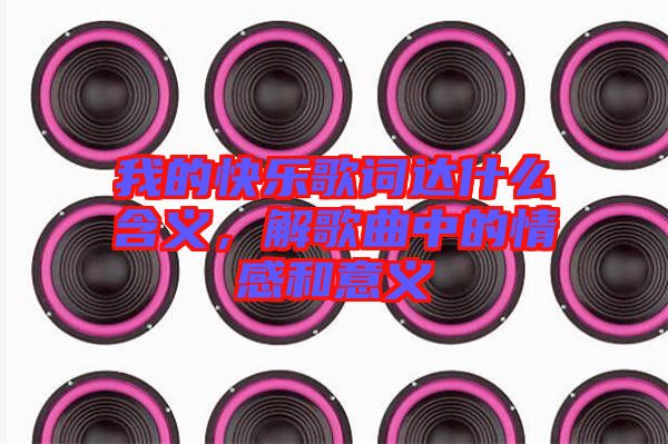 我的快樂(lè)歌詞達(dá)什么含義，解歌曲中的情感和意義
