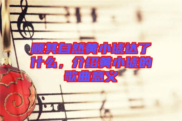 順其自然黃小琥達了什么，介紹黃小琥的歌曲意義