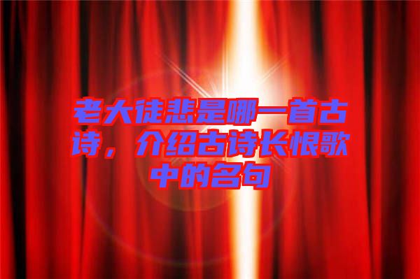 老大徒悲是哪一首古詩，介紹古詩長恨歌中的名句