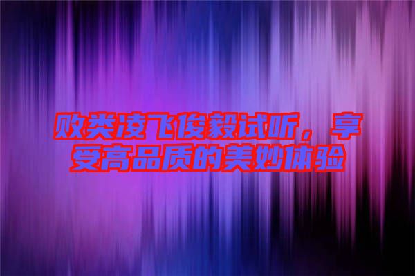 敗類凌飛俊毅試聽，享受高品質(zhì)的美妙體驗(yàn)