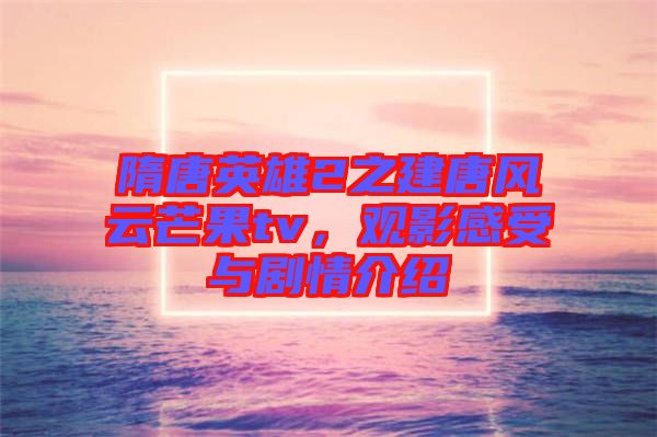 隋唐英雄2之建唐風(fēng)云芒果tv，觀影感受與劇情介紹