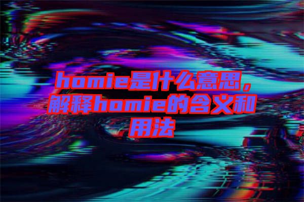 homie是什么意思，解釋homie的含義和用法