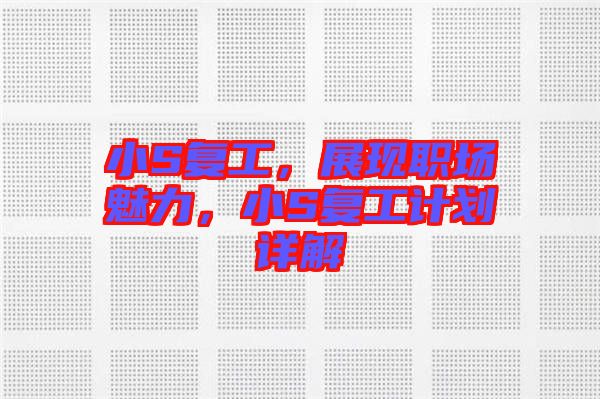 小S復(fù)工，展現(xiàn)職場魅力，小S復(fù)工計劃詳解