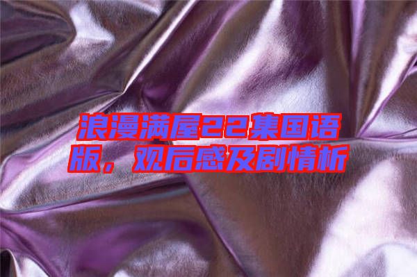 浪漫滿屋22集國(guó)語(yǔ)版，觀后感及劇情析