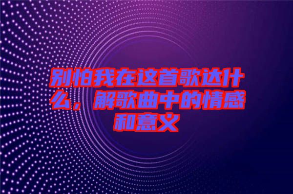 別怕我在這首歌達什么，解歌曲中的情感和意義