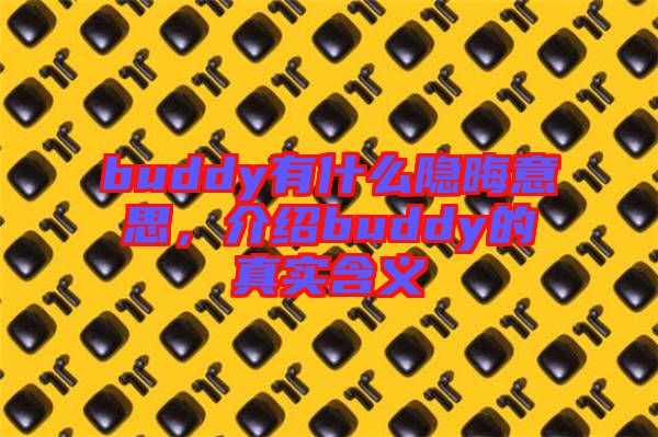 buddy有什么隱晦意思，介紹buddy的真實(shí)含義