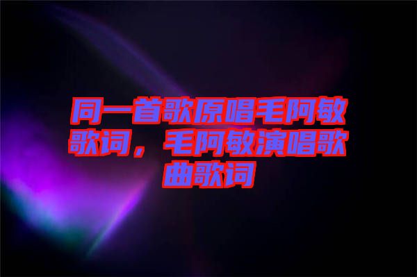 同一首歌原唱毛阿敏歌詞，毛阿敏演唱歌曲歌詞