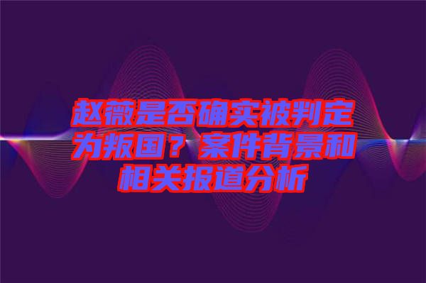 趙薇是否確實被判定為叛國？案件背景和相關(guān)報道分析