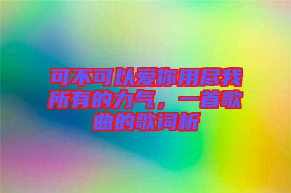 可不可以愛你用盡我所有的力氣，一首歌曲的歌詞析