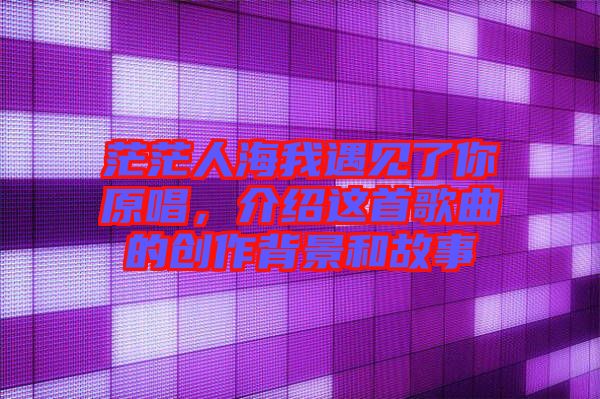 茫茫人海我遇見了你原唱，介紹這首歌曲的創(chuàng)作背景和故事