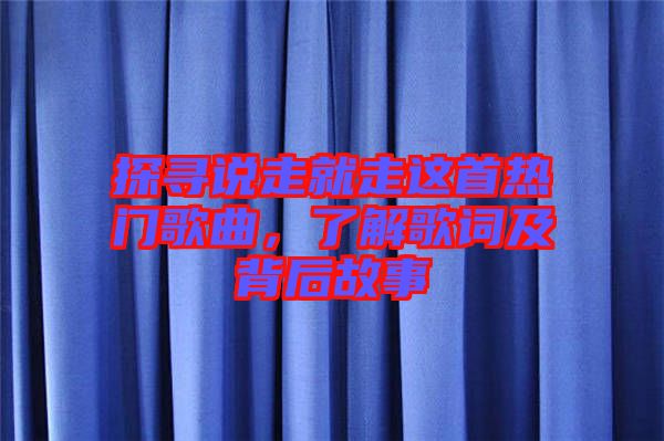 探尋說(shuō)走就走這首熱門歌曲，了解歌詞及背后故事