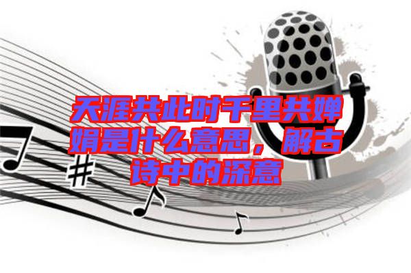 天涯共此時千里共嬋娟是什么意思，解古詩中的深意