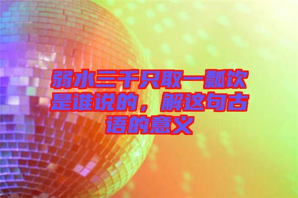 弱水三千只取一瓢飲是誰說的，解這句古語的意義