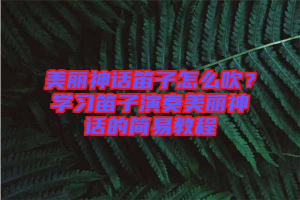 美麗神話笛子怎么吹？學(xué)習(xí)笛子演奏美麗神話的簡易教程