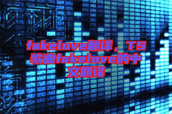 fakelove翻譯，TS歌曲fakelove的中文翻譯