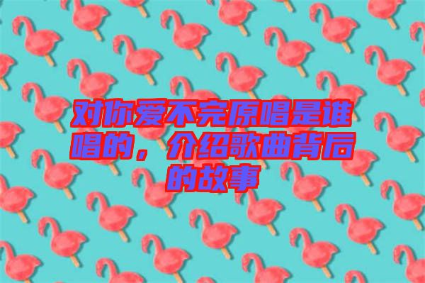 對(duì)你愛不完原唱是誰唱的，介紹歌曲背后的故事