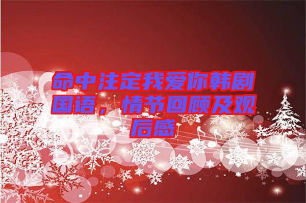 命中注定我愛你韓劇國語，情節(jié)回顧及觀后感