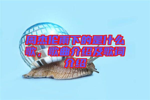 周杰倫雨下的是什么歌，歌曲介紹及歌詞介紹