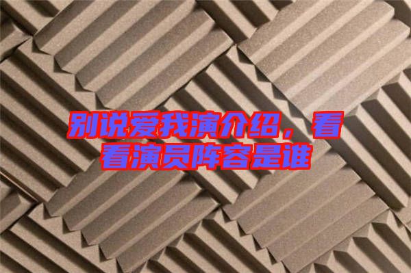別說(shuō)愛我演介紹，看看演員陣容是誰(shuí)