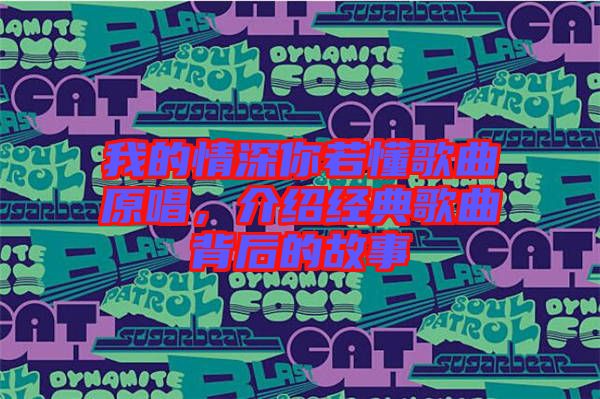 我的情深你若懂歌曲原唱，介紹經(jīng)典歌曲背后的故事