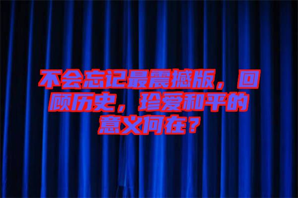 不會忘記最震撼版，回顧歷史，珍愛和平的意義何在？