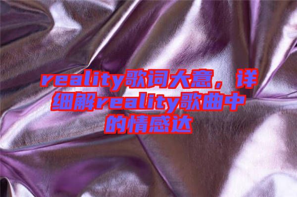 reality歌詞大意，詳細(xì)解reality歌曲中的情感達(dá)