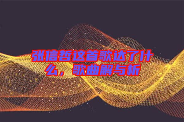 張信哲這首歌達(dá)了什么，歌曲解與析
